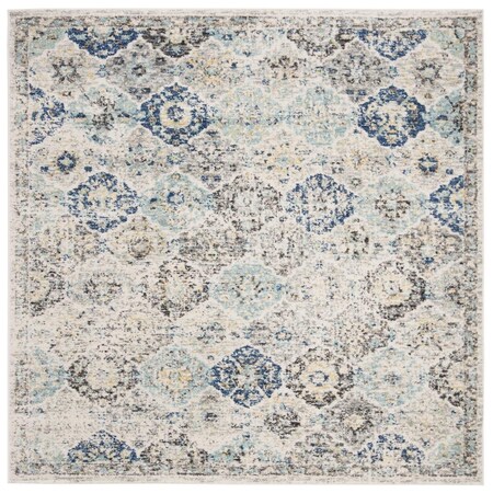 Safavieh 8 x 8 ft. Madison Bohemian Square Power Loomed Rug Ivory & Aqua MAD611A-8SQ